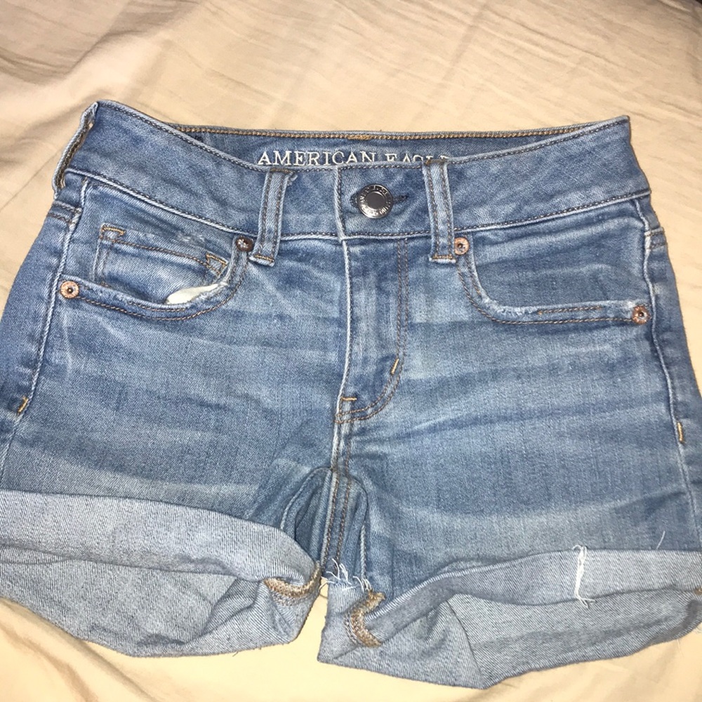 light wash jean shorts